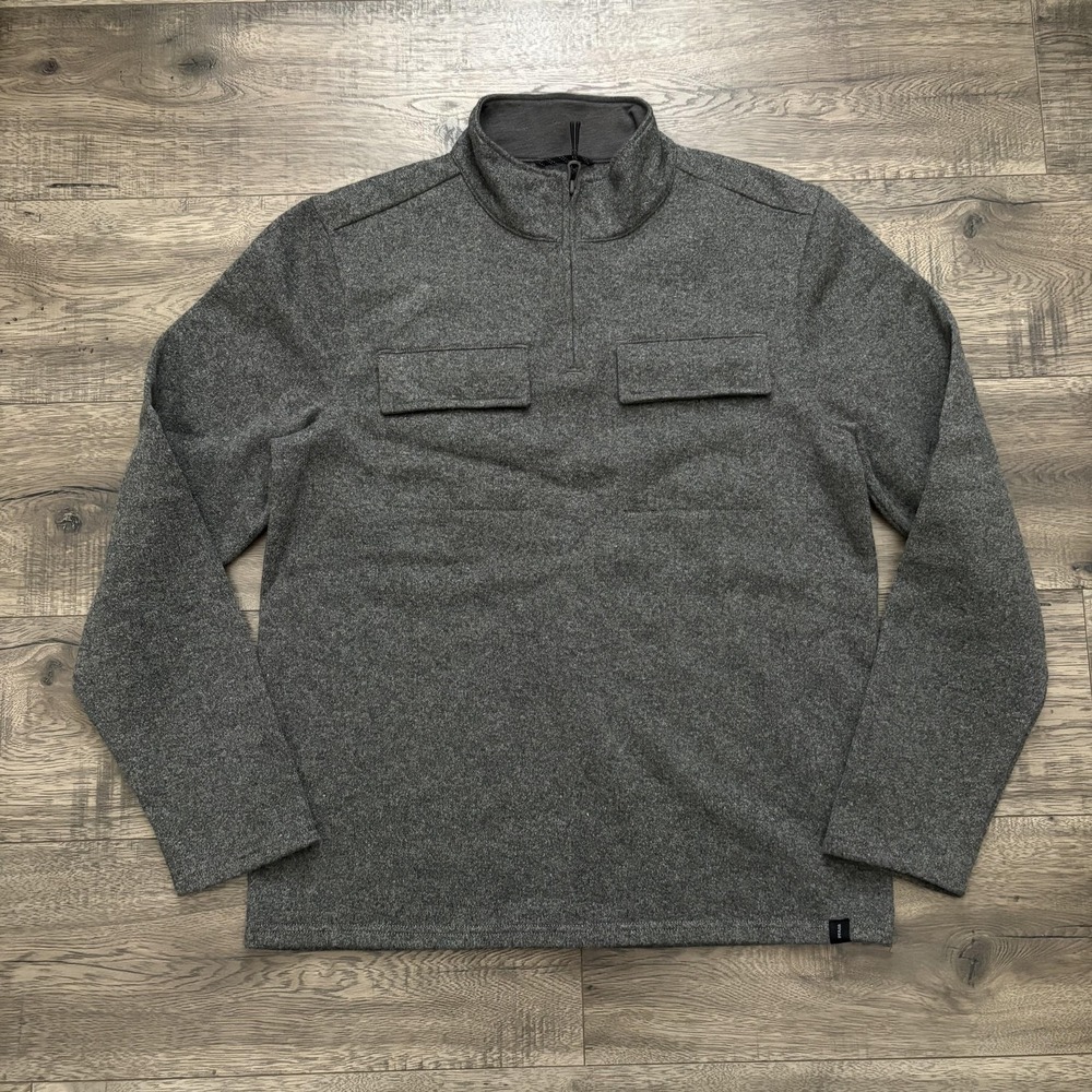 PrAna‎ Sweater Mens Medium Gray Wool Blend 1/4 Zip Mock Neck Pullover 1964581